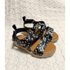 Toddler Girl Oshkosh Bgosh Navy Floral Print Espadrille Sandals size 4